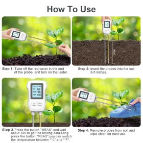 3-in-1 Soil moisture meter digital plant temperature/soil moisture/pH meter/sunlight intensity backlit LCD display soil tester suitable for horticultu