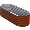 Outsunny 4.9x2ft Metal Planter Box with Safety Edging Metal Planter Box, Galvanized Raised and Stackable Garden Bed, Brown
