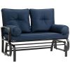 Outsunny 2-Person Glider Bench Blue with Removable Cushions Smooth Motion Sturdy Frame for Patio