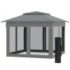 Outsunny Outdoor Patio Pop Up Canopy Gazebo Shelter with Zipper Netting, Carry Bag, 10.7'x10.7'x8.9', Dark Gray