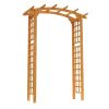Outsunny Round Garden Arbor 7.5 ft Fir Wood Archway for Climbing Plants Pergola Style Wedding Ceremony Yellow