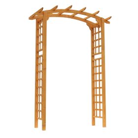 Outsunny Round Garden Arbor 7.5 ft Fir Wood Archway for Climbing Plants Pergola Style Wedding Ceremony Yellow