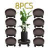 8 Pack Plant Caddy with Wheels, Heavy Duty 12.2 Inch Rolling Plant Stand for Moving Potted Flowers Indoor Outdoor, Brown