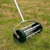 Heavy Duty Rotary Push Lawn Aerator with 3-Piece Long Steel Handle Spike Tine Design for Soil Aeration and Grass Maintenance Durable Rolling Garden an