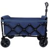Expandable Dual-Layer Utility Wagon with 100% Extra Space - Grocery Cart for Camping, Shopping, Sports, Gardening, Fishing, Supports 225lbs, Dark Blue