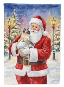 Siamese Cat with Santa Claus House Flag Large Porch Sleeve Pole Decorative Outside Yard Banner Artwork Wall Hanging, Polyester, House Size, Multicolor