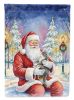 Gray and White Cat with Santa Claus House Flag Large Porch Sleeve Pole Decorative Outside Yard Banner Artwork Wall Hanging, Polyester, House Size