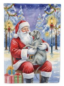 Weimaraner with Santa Claus House Flag Large Porch Sleeve Pole Decorative Outside Yard Banner Artwork Wall Hanging, Polyester, House Size, Multicolor