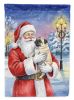 Pug with Santa Claus House Flag Large Porch Sleeve Pole Decorative Outside Yard Banner Artwork Wall Hanging, Polyester, House Size, Multicolor