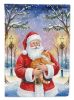 Orange Classic Tabby Cat with Santa Claus House Flag Large Porch Sleeve Pole Decorative Outside Yard Banner Artwork Wall Hanging, Polyester