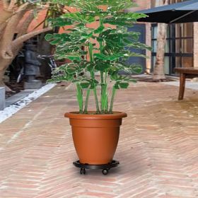 Plant Trolley Set of 2 Black Polypropylene Diameter 11.8 in