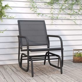 Garden Glider Chair Black Textilene and Steel 24.0 x 29.9 x 34.3 in