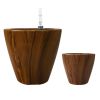 2-Pack 10 in.Dark Wood Plastic Self-watering Planter Pot