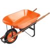 VEVOR Wheelbarrow Cart, 5 Cu. Ft. Load & 265 lbs Capacity, One Wheel Garden Dump Cart, Garden Wagon with Metal Handle & 16" Wide Track Wheels