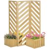 Outsunny Decorative Outdoor Privacy Screen, Freestanding Divider/Separator with 4 Self-Draining Planters