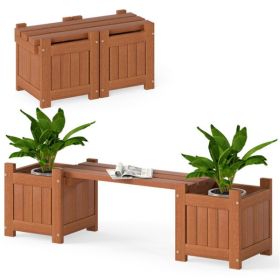 2-in-1 Outdoor Planter & Bench - Solid Wood Build, Waterproof Finish, Perfect for Potted Plants/Flowers/Saplings