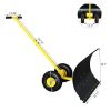 Heavy Duty Steel Snow Shovel with Wheels Adjustable Handle High Capacity Snow Pusher with Anti-Scratch Plate for Driveway & Sidewalk