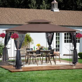 13x10 Outdoor Patio Gazebo Canopy Tent With Ventilated Double Roof And Mosquito net(Detachable Mesh Screen On All Sides),Suitable for Lawn, Garden