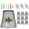 10Pack 9.25x9.25in Chicken Wire Cloches Plant Covers Metal Garden Cages Heavy Duty Plant Protectors with 30 Stakes 20 Labels Keep Bunnies Chicken Squi