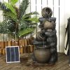 Outsunny Solar Water Fountain 28.3 4-Tier Resin Cascading Jars Stacked Stones with LED Lights Outdoor Decor