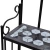 Plant Stand Black and White Iron and Ceramic Large