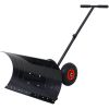 Snow Shovel with Wheels, Snow Pusher, Cushioned Adjustable Angle Handle Snow Removal Tool, 29" Blade, 10" Wheels,black color