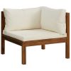 Garden Lounge Set Cream Solid Acacia wood, Polyester Modular