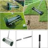 Heavy Duty Rotary Push Lawn Aerator with 3-Piece Long Steel Handle Spike Tine Design for Soil Aeration and Grass Maintenance Durable Rolling Garden an