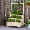 Outsunny Freestanding Planter with Trellis Raised Flower Bed on Wheels with Storage Spruce Frame for Outdoor Garden Yard 32 x 25 x 53