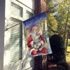 MaineCoon Silver Tabby Cat with Santa Claus House Flag Large Porch Sleeve Pole Decorative Outside Yard Banner Artwork Wall Hanging, Polyester