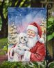 Bichon Frise with Santa Claus Garden Flag Mailbox Decorative Yard Banner Outside Patio Artwork for Flower Beds, Garden Size, Multicolor