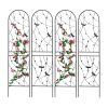 4 Pack Metal Garden Trellis 86.7" x 19.7" Rustproof Trellis for Climbing Plants Outdoor Flower Support Dragonfly Deco Black