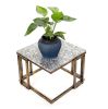 14.5" Granite Marble Black / Gold Plant Stand