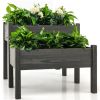 2 Tier Wooden Raised Garden Bed with Legs Drain Holes