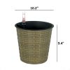 10.2" Self-watering Wicker Decor Planter for Indoor and Outdoor - Round - Natural