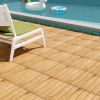 30 PCS Interlocking Deck Tiles 12 x 12 Inch Acacia Wood Patio Tiles with Straight Slats