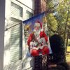 Oriental Shorthair Cat with Santa Claus House Flag Large Porch Sleeve Pole Decorative Outside Yard Banner Artwork Wall Hanging, Polyester, House Size