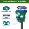 Electric Solar Powered Ultrasonic Animal Repeller 360° Ultrasonic Animal Driver with Motion Sensor LED Flashing Lights Waterproof Outdoor Animal Repel