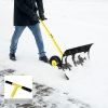 Heavy Duty Steel Snow Shovel with Wheels Adjustable Handle High Capacity Snow Pusher with Anti-Scratch Plate for Driveway & Sidewalk