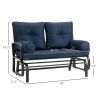 Outsunny 2-Person Glider Bench Blue with Removable Cushions Smooth Motion Sturdy Frame for Patio