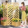 Outsunny Decorative Outdoor Privacy Screen, Freestanding Divider/Separator with 4 Self-Draining Planters