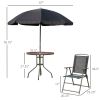 Outsunny 6 Piece Patio Dining Set for 4 with Umbrella, Outdoor Table and Chairs with 4 Folding Dining Chairs & Round Glass Table for Garden