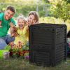 Outsunny Garden Compost Bin 80 Gallon Outdoor Large Capacity Composter Fast Create Fertile Soil Aerating Box, Easy Assembly, Black