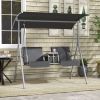 Outsunny 2-Seater Outdoor Porch Swing with Canopy and Table, Patio Swing Chair for Garden, Poolside, Backyard, Gray