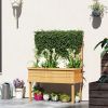 Outsunny Elevated Wood Planter with Trellis for Climbing Plants, Raised Garden Bed with Legs and Drainage Holes, Natural Wood