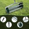 Heavy Duty Rotary Push Lawn Aerator with 3-Piece Long Steel Handle Spike Tine Design for Soil Aeration and Grass Maintenance Durable Rolling Garden an