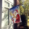 Red Ginger Cat with Santa Claus House Flag Large Porch Sleeve Pole Decorative Outside Yard Banner Artwork Wall Hanging, Polyester, House Size