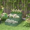 Outsunny 3-Tier Raised Garden Bed with Safety Edging, Open Bottom for Vegetables, Fruit, Herbs, Flowers, 62.25"x43"x32.25", Green