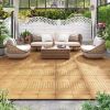 30 PCS Interlocking Deck Tiles 12 x 12 Inch Acacia Wood Patio Tiles with Straight Slats