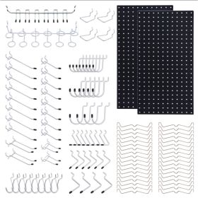 108-Piece Black Wall Management Kit, Including Pegboard And Hooks In Multiple Sizes, Ideal For Organizing Garages, Workshops, And Storage Rooms (Option: 108pcs)